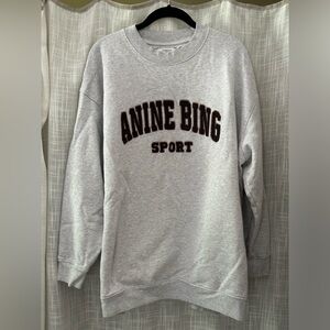 Anine Bing Tyler Oversized Grey Sweatshirt, Medium, READ